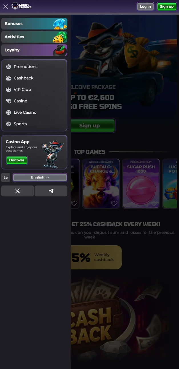 Aplikacja LuckyCapone Casino